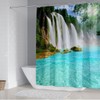 DDS-DUDES 4Pcs Waterfall Forest Waterproof Shower Curtain Sets, Waterfall Waterproof