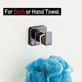 KOCRER Bronze Towel Hooks,Bathroom Coat Hook Robe Hook Wall Mounted,Oil Rubbed Bronze Square Bottom Wall Hooks Stainless Steel,Hat Hooks for Bathroom Bedroom Kitchen 4 Pieces