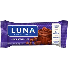 LUNA BAR - Gluten Free Snack Bars - Chocolate Cupcake -8g of protein - Non-GMO - Plant-Based Wholesome Snacking - On the Go Snacks (1.69 Ounce Snack Bars, 30 Count)