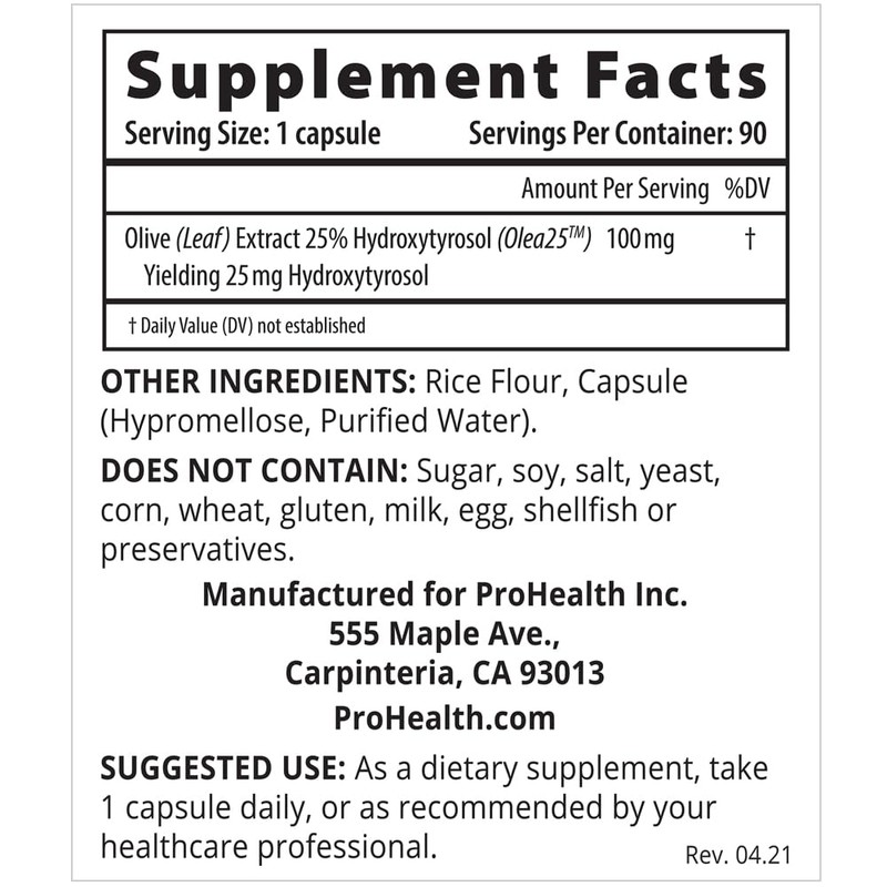 ProHealth Hydroxytyrosol Extreme 2-Pack with Olea25 (90 Vegetarian Capsules) (Organic