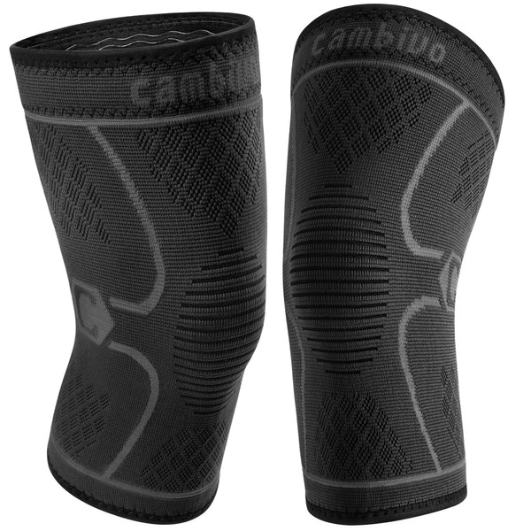 CAMBIVO Knee Brace Support(2 Pack), Knee Compression Sleeve for Running,