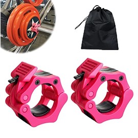 Dickplay Weight Clips,2 Inch Pink Olympic Barbell Clips,Non-Slip Quick Release Barbell Clamp Collar for Home Gym Weightlifting,Olympic Bar Lifts and Strength Training,Can be Given as a Gift