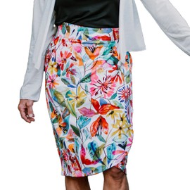 RipSkirt Hawaii Length 3 - Wrap Skirt for Women - Quick Dry Swim Cover-Up with Side Pocket - Lightweight for Beach, Travel and Casual Wear (Wildflower Watercolor, Medium)