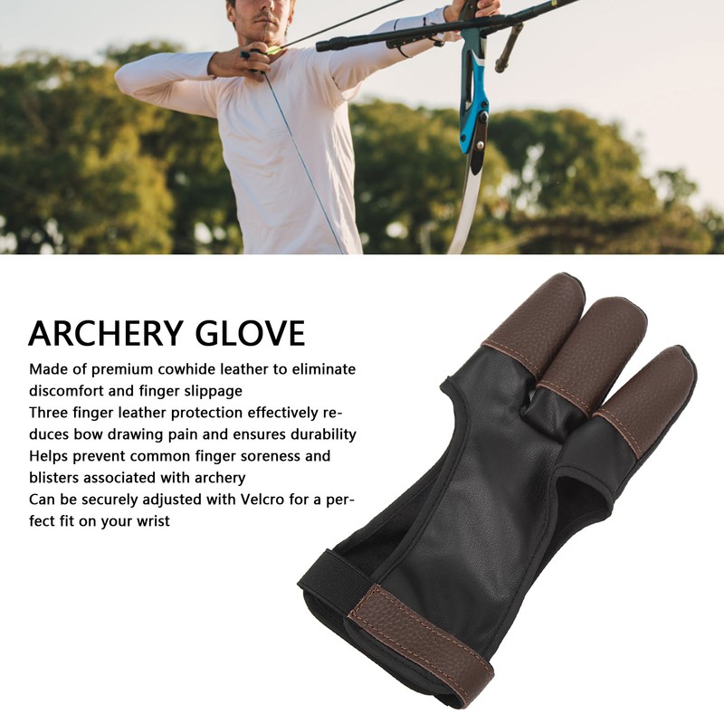 Archery Glove Finger Tab Accessories Three Finger Guard PU Leather