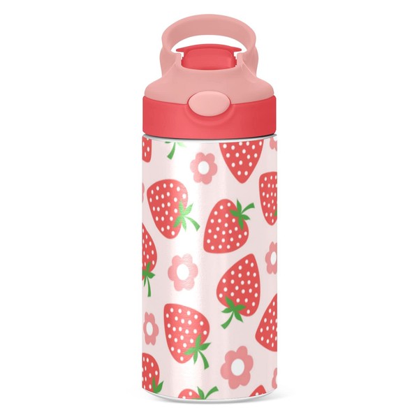 Children Insulated Water Bottles with Straw for School Kids Strawberry