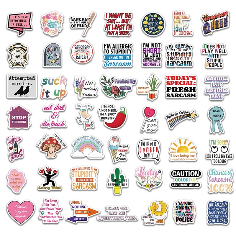 Leisitator 50 PCS Snarky Stickers, Waterproof Sarcastic Stickers Humorous Sarcasm