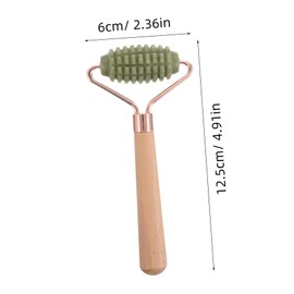 Healeved Jade Stone Face Roller - Wooden Handle Facial Massager Single Head Facial Roller For Skin Care And Eyes Neck Muscle Relax Home Or Travel Use