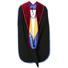 GraduationMall Graduación Deluxe - Capucha con ribete dorado, Oro real escarlata, Talla única