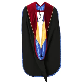 GraduationMall Graduación Deluxe - Capucha con ribete dorado, Oro real escarlata, Talla única