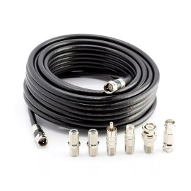 THE CIMPLE CO 6' RG6 Black & 6 Universal Coaxial Cable Connector Ends | F81 RCA BNC Adapters