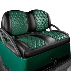 NOKINS Golf Cart Seat Covers Fit for Precedent/Tempo/Onward Premium Front Seat Cushion, Golf Cart Vinyl Diamond Seat Covers, Soft/Scratch-Resistant/No Stapler Needed (Dark Green and Black)