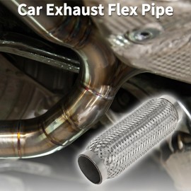 TUCKBOLD Car Exhaust Flex Pipe 2.16 Inch OD Flexible Braided Exhaust Tube | Universal Flexible Pipe Tubing Silver Tone 1Pc