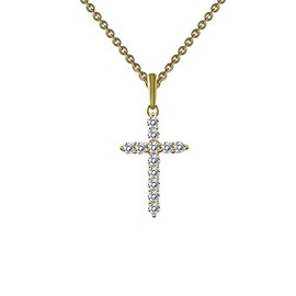 Lafonn Classic Sterling Silver Gold Plated Simulated Diamond Necklace (0.36 CTTW)