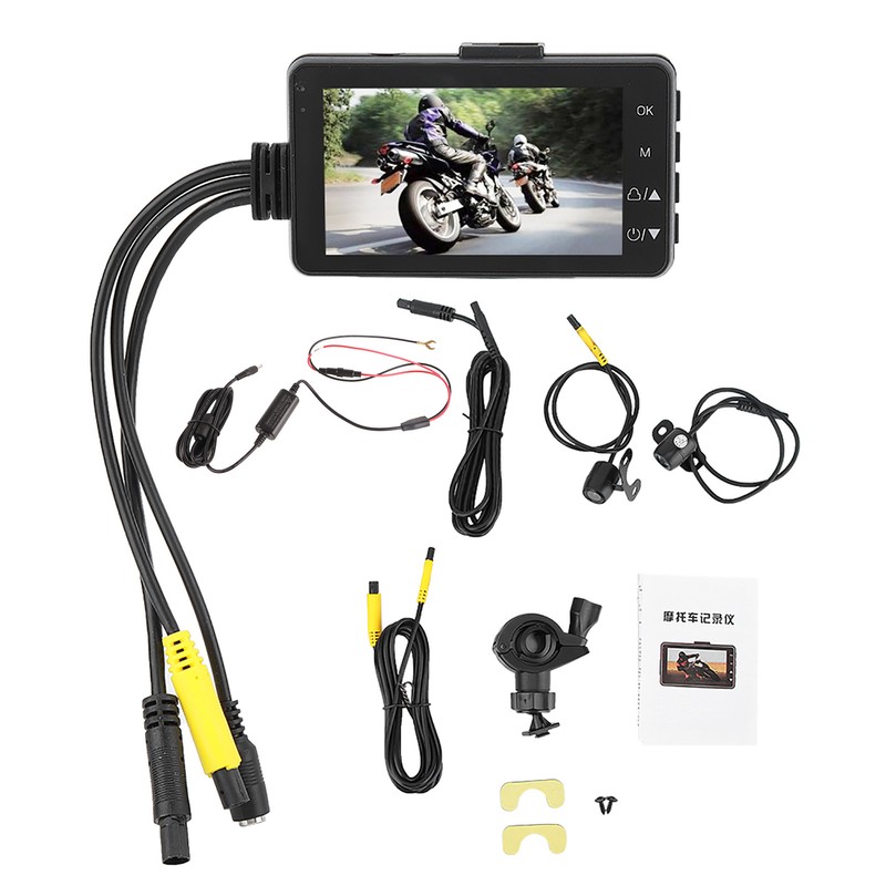 720P 3 Inch LCD Screen Dual Camera for Motorcycles Data