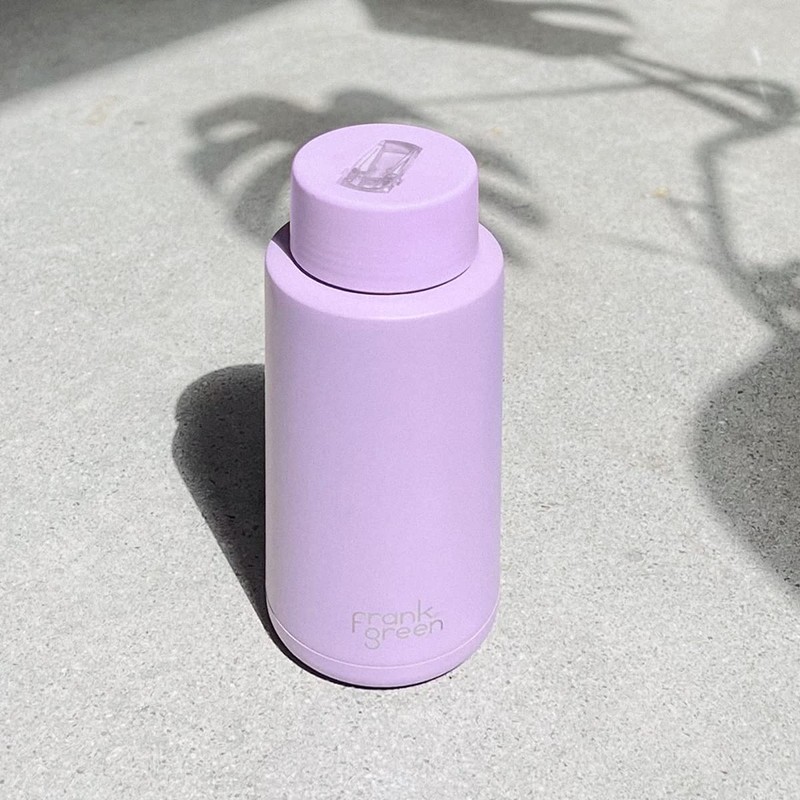 frank green Ceramic Reusable Bottle with Straw Lid, 34oz/1L Capacity