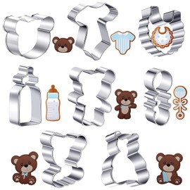 Juego de 8 cortadores de galletas de oso para baby shower, estilo clásico, molde de galletas para el hogar, cocina, hornear, galletas, baby shower, suministros de fiesta
