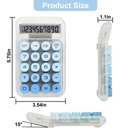 HUTUDD Cute Mechanical Switch Desktop Calculator, 10 Digits with Big Buttons and LCD Display, Battery Powered, Blue