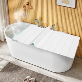 Gdrasuya10 Foldable Bathtub Cover Anti-dust Folding Bathtub Tray Bath Cover Modern Durable Bathtub Board for Home Bathroom Hotel Bath Tubs Spa Experience 62.99" x 31.5", White