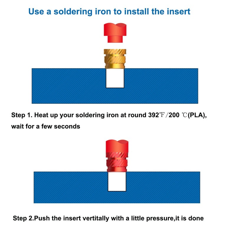ShineNow Threaded Heat-set Inserts Brass for Printed Plastic Parts M2.5