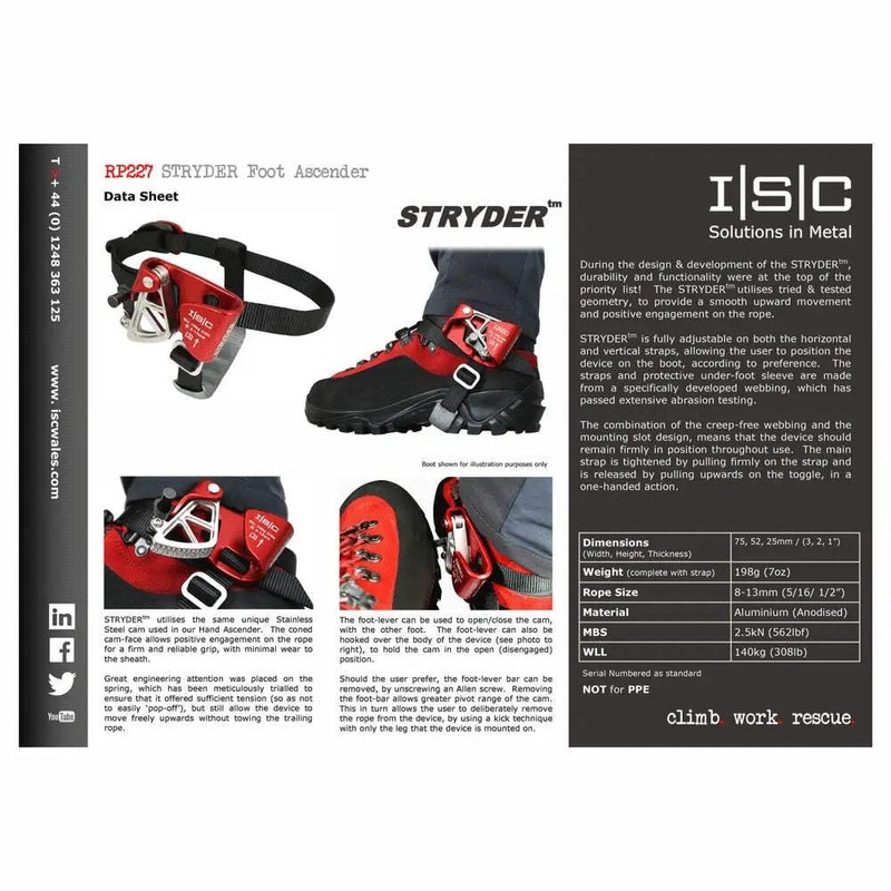 ISC Strider Foot Ascender Left Leg Tree Care Arborist Tree