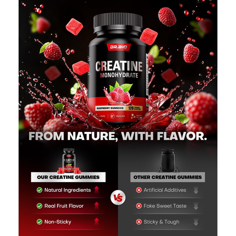Instant Boost Creatine Monohydrate Gummies, Complex Formula with Real 5000mg