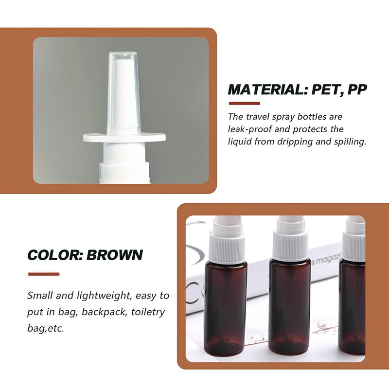 SYBL 12Pcs Empty Amber Plastic Fine Mist Sprayers Spray Bottle