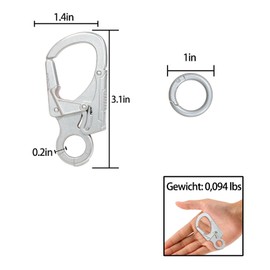 Ahiller Carabiner Key Ring, 3.1 Inch Alloy Key Carabiner for Men, Outdoor Camping, Hiking Accessories, Key Ring with Carabiner (D-Silver-1PCS)