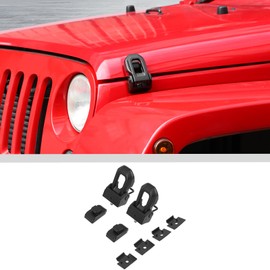 JWWY for Jeep Wrangler Hood Latches Clamp Steel Hood Catch Fit for Jeep Wrangler JK/JKU 2007-2017, JL/JLU 2018-2024+ & Gladiator JT 2020-2024+ 4xe Black Original Aluminum Stainless