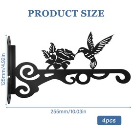 4 Stück Pflanzenhaken Blumenampelhalter, Eisen Wandhaken, Pflanzen Wandhalterung zum Aufhängen von Hängeampel Outdoor, Blumenampel Hängend Außen Garten Balkon Deko (Schwarz)