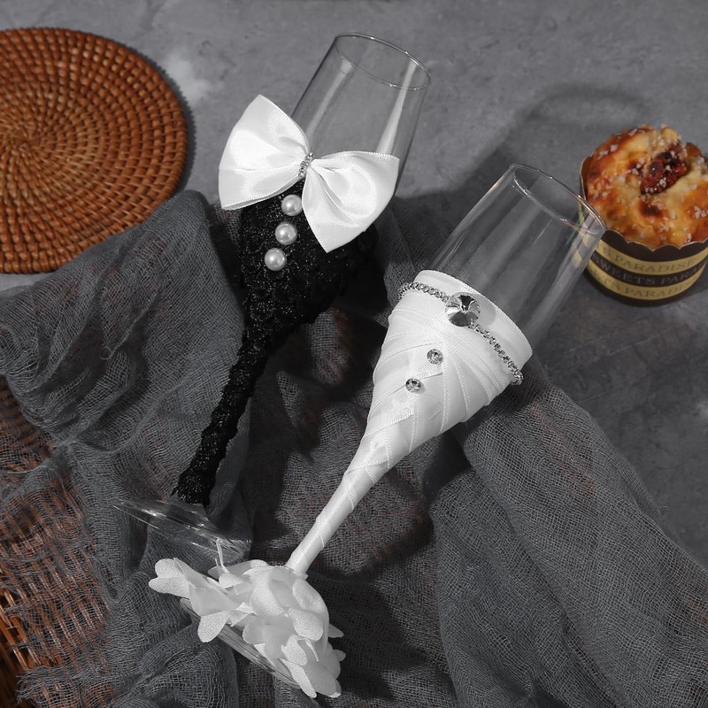 LUNLUN HOME Wedding Champagne Glasses Bride and Groom Champagne Flutes