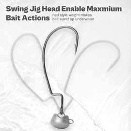 OJYDOIIIY OJY&DOIIIY Swing Weedless Ned Rig Jig Heads, 12 Pack Finesse Mushroom Shaky Jigheads 3/16oz for Bass Fishing
