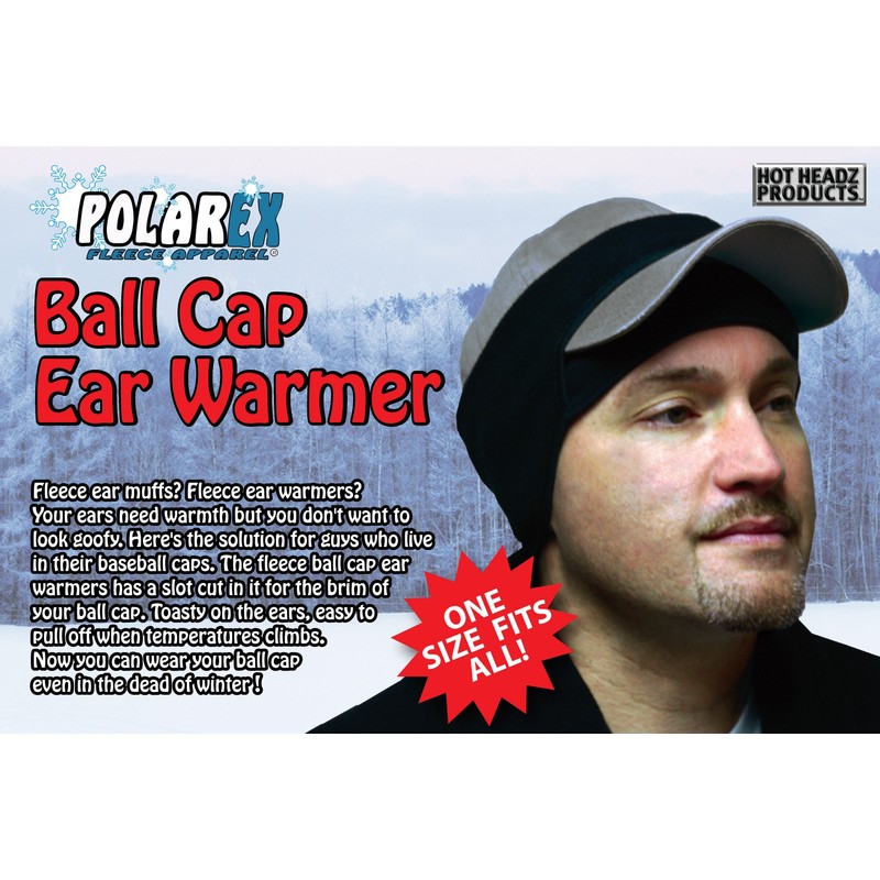 Hot Headz Polarex Ball Cap Ear Warmer, Black, One Size