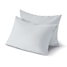 JELLYMONI Waterproof Pillow Protectors - Standard Size Pillow Covers with Zipper Set of 2, Hypoallergenic and Dust Resistant - Durable Pillow Case for Ultimate Protection, 20” x 26”, Light Grey