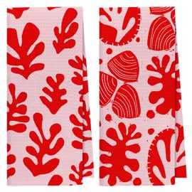 CUTALU Sea Things on Blush Pink. Boho Decor. Beach House，Red Coral Hand Towels Set of 2,Decoractive Bathroom Towels,Soft Towels for Bathroom Beach Gym Spa