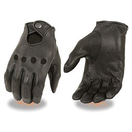 Milwaukee Leather SH869 Men's Black Deerskin Unlined Professional Driving Gloves - X-Small