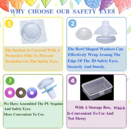 32Pcs 25mm 3D Glitter Safety Eyes and Washers for Amigurumi Crochet - Thalinfayi 8Colors Laser White Eyeballs Strabismus Safety Eyes for Crochet Animals Crafts Easter Decor Crochet Accessories