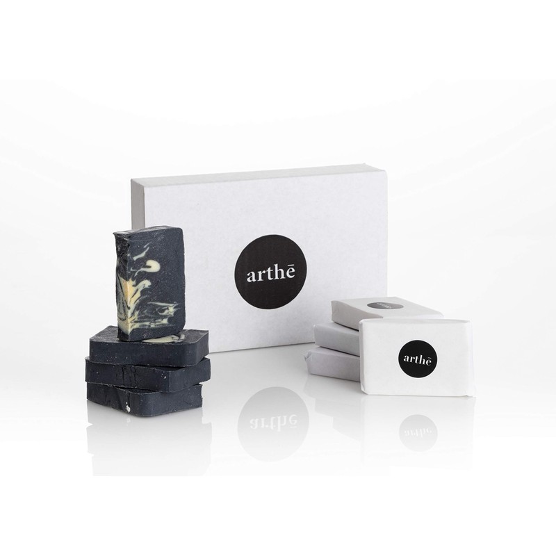 KIT 4 JABONES ARTESANALES de CARBON ACTIVADO y TEA TREE