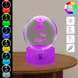 Fincoly Turtle Crystal Ball Lamp Sea Animal Night Light 16 Color Changing 3D Levitation Lamp Remote Control Dimmable Decoration Lamp for Home Bedroom Birthday Christmas for Kids (3.2inch)