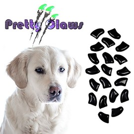 Pretty Claws 120 Piece Soft Nail Caps with Adhesive for Dog Paws - Jet Black