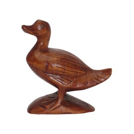 Brave Wings Hand Carved Wooden Animal Duck ~ Duck 10.5cm High ~ Ornament Sculpture Figurine Statue Unique Table Decoration Home Decor ~ 5399
