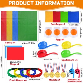 Vylyciy Outdoor Games for Children, Garden Toys Children Adults, Children's Birthday Party Games, Sack Bouncing Bags, Egg Running, Medals, 3 Leg Racing, Outdoor Games, Birthday Games Activity