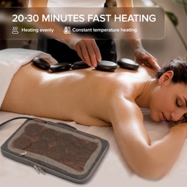 Goodtar Portable Hot Massage Stone Warmer Set with 12 PCS Basalt Stones/Hot Rocks Massage Stone Kit with Heater Bag for Relax Muscles Home Spa Warming Therapy Relaxing 110V (Small Size)