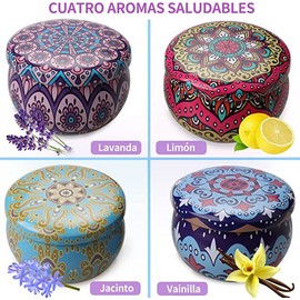 Velas Aromaterapia decorativas,velas navideñas,juego de 4 velas perfumadas de soja relajantes,velas de soya para masaje,Velas para Cumpleaños,Navidad,Día de San Valentín,Boda,Yoga, meditacion,Baño