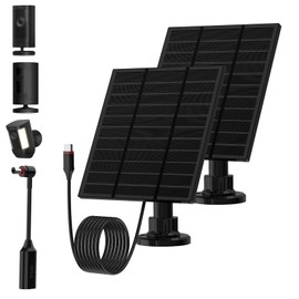 for Ring Solar Panel Outdoor Cam Plus,Stick Up Cam Pro, Outdoor Cam (Stick Up Cam), Spotlight Cam Pro,Spotlight Cam Plus，Charge The Camera battery/2M Long Cable 5W Solar Panel (2, Black)