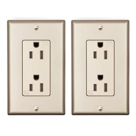 MICMI Decorator Receptacle Outlet, Tamper Resistant,15 Amp, 125 Volt,golden,UL Listed - UL Listed with wallplate 10 pack