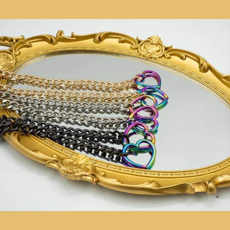 ADEMISHIA Rainbow Love Heart Slip Chain Necklace For Women, Punk