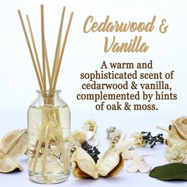 Urban Naturals Cedarwood & Vanilla Reed Diffuser Set | Made with Essential Oils & Real Botanicals | Cedar, Vanilla, Oak and Moss | Made in The USA