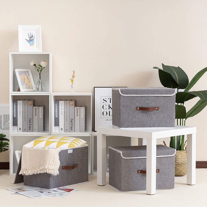 Yawinhe Storage Boxes with Lids 3 Pack, Collapsible Storage Bin