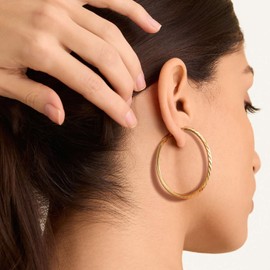 varger 14K Gold Hoop Earrings for Women Large Gold Hoop Earrings for Women Thick Hoops Earring 14K，3 * 42mm