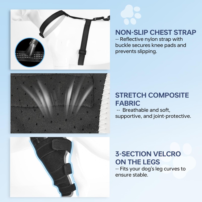 Moysoon Dog Knee Brace for Back Leg - Adjustable Breathable